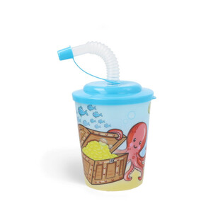 VASO CON PAJITA / VASO DE HELADO – ANIMALES MARINOS (12 uds.)